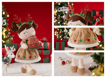Gloveleya Christmas Reindeer Girl Doll – Soft Plush Doll With Gift Box And Card, For Girls 2-8 Ages, 16-Inch