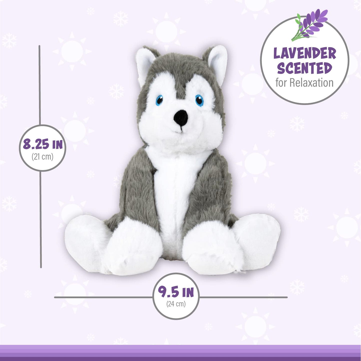 Warm Pals - Hayes Husky - 1.5Lbs - Cozy Microwavable Lavender Scented Plush Toys - Heated Stuffed Animal - Heatable Coolable Bedtime Comfort Plushie