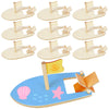 Amersumer 10 Pcs DIY Toy Wood Boat Craft Kits, Mini Wooden Sailboat Kits, Paddle Boats Paint and Decorate for School Projects, M