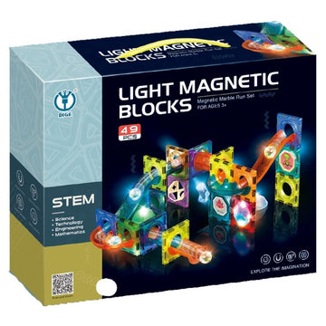Happy Hues Light Magnetic Tiles Building Blocks For Kids (49 Pc) | 3D Clear Stem Educational Toys| Magnetic Marble Run For Boys 