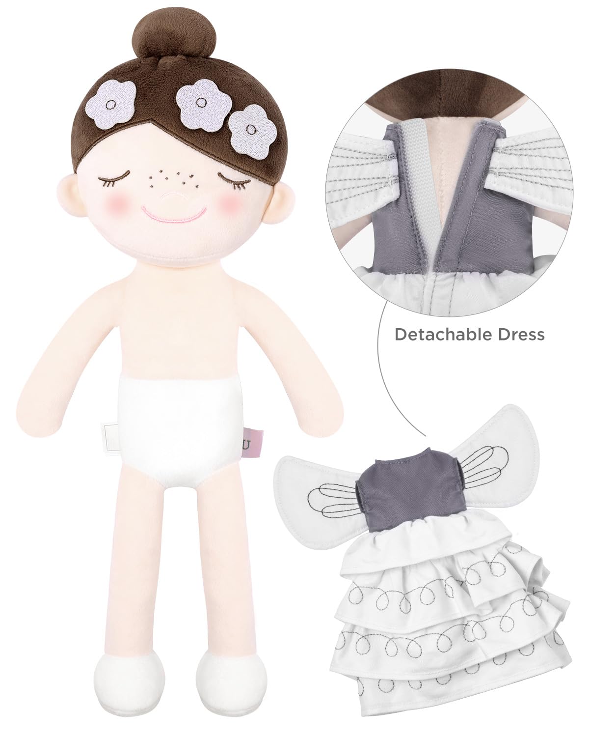Gagaku Soft Baby Doll Toys (16''), My First Baby Rag Dolls For 1 Year Old Girl Birthday Gift Christmas With Wings Cuddly Toy - Flower Princess