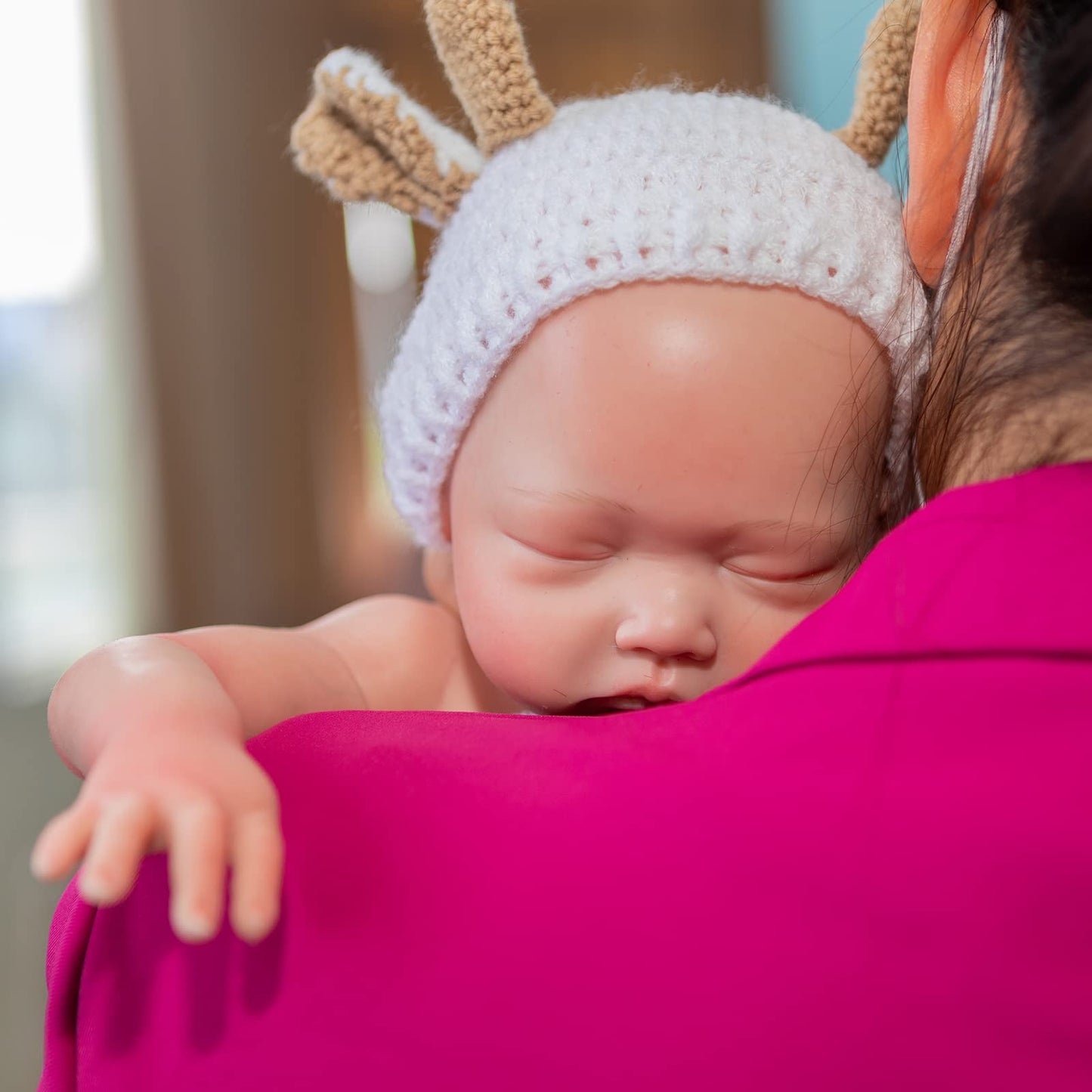 Ocsdoll Realistic Newborn Baby Doll 19Inch 6.5Lbs Platinum Liquid Full Solid Soft Silicone Reborn Baby Doll Girl Lifelike Baby Doll Weighted Sleeping Doll Closed Eyes