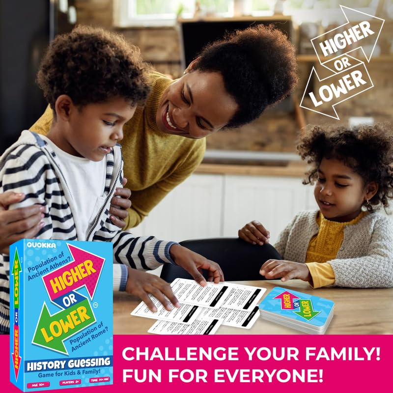 Quokka Board Game For Kids - Family Card Game For Kids And Adults - History Higher Or Lower | Guess Fun Questions | Easy To Learn | 2 + Players - Challenge Game For Family Night