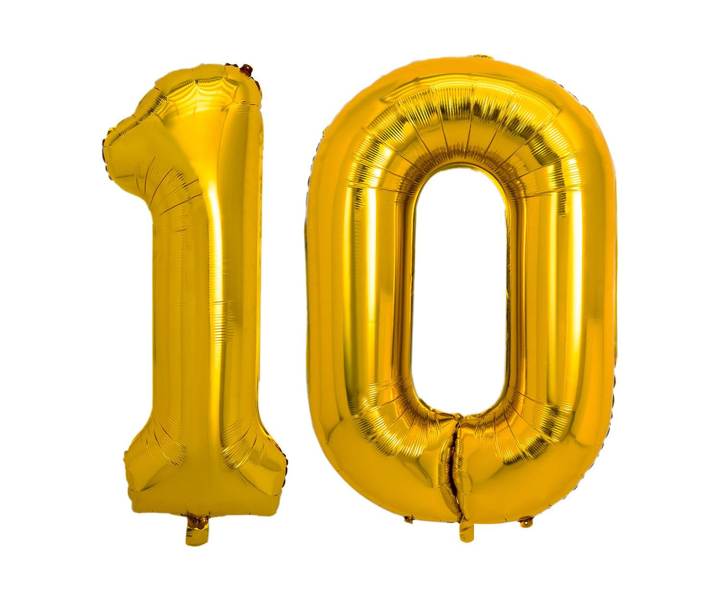 Pigetale 40 Inch 10 Number Balloons Gold Big Giant Jumbo Number 10 Balloons, Foil Mylar Helium Digital Balloons For Toddler Girl