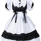 Girl Sweet Kawaii Costume Dress Anime French Maid Cosplay Furry Cat Ear Gloves Socks Set(Black Xl)