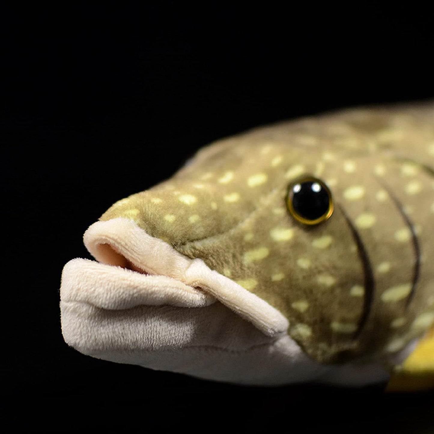 ZHONGXIN MADE Northern Pike Plush Toy - 18.5" Soft Educational Stuffed Animal - Yellow Ocean Depth Model for Kids