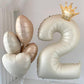 40 Inch Cream White 2 Balloon Numbers, Large Number 2 Balloon Foil Helium Number Balloons, Big 2 Mylar Birthday Balloons For Boy