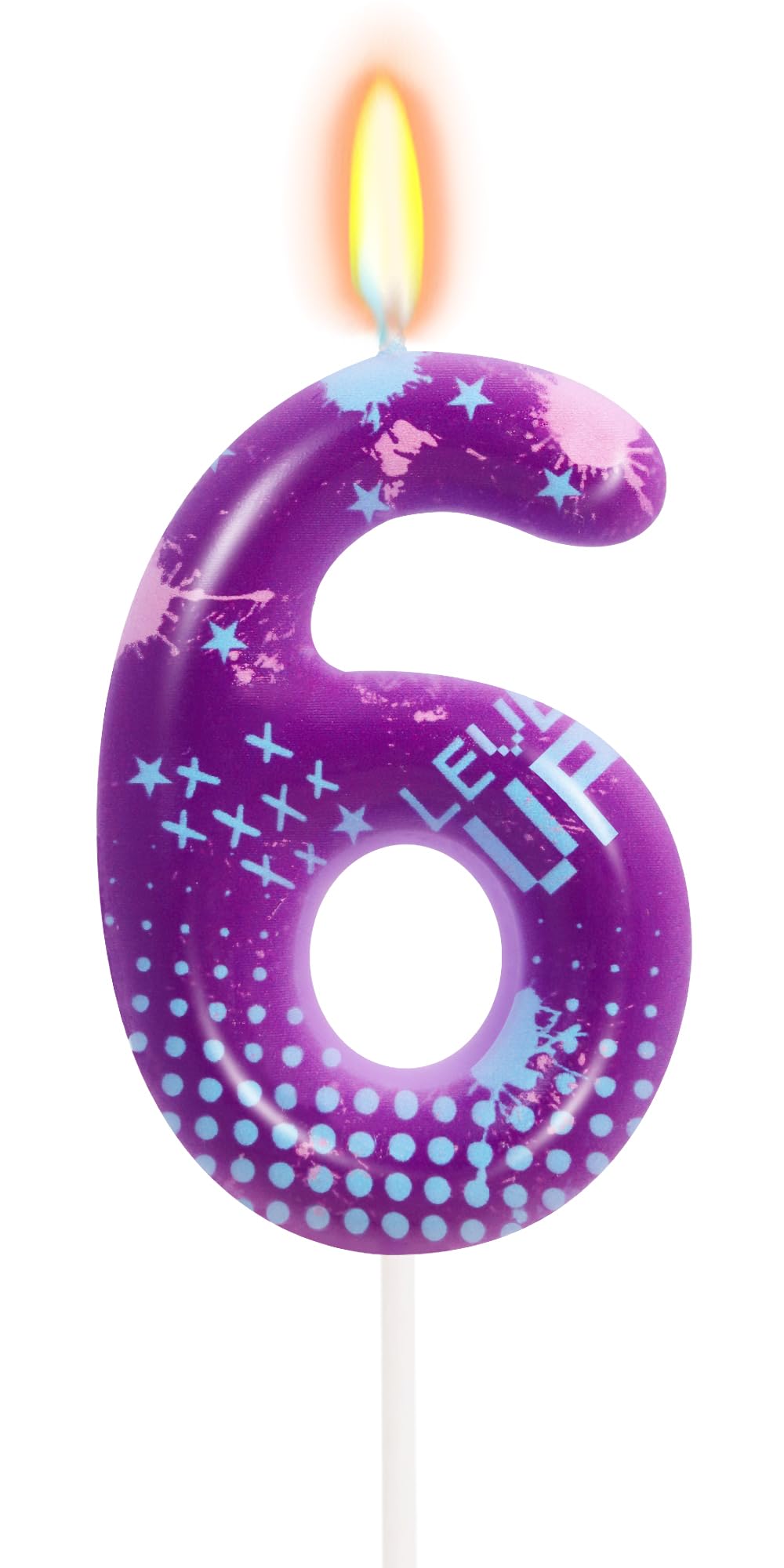 STG Birthday Candles for Boys - Number 6 Candle for Video Game Birthday Cake Topper, Fort Battle Level Up Sandbox Games Birthday
