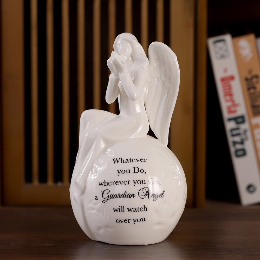 Guardian Angel Gift Ceramic Angel Lighted Up Angels Watch Over You Angels Figurines Porcelain Angel That Lights Up 8Inch
