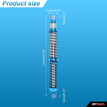 RCAWD 130mm Shock Absorber Damper Universal for a lot of 1/10 RC Hobby Cars, Full Aluminum RC Shock Upgrades, 7075 Adjustable Sh