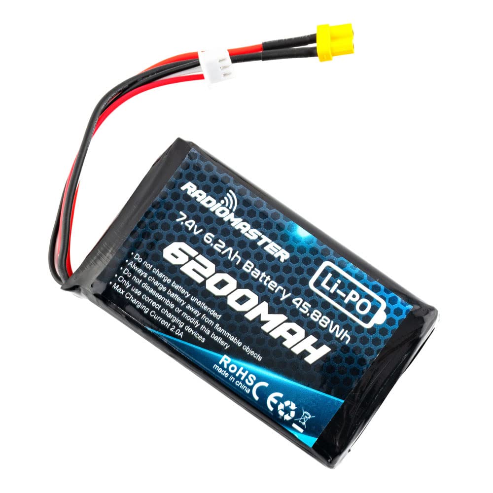 RADIOMASTER SoloGood 7.4V 2S 6200mAh Large Capacity Rechargeable Lipo Battery with XT30 JST-XH Connector Compatible Boxer TX16S 