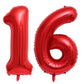 40 Inch Red 16 Number Balloons Giant 16 Or 61 Balloons Red Birthday 16 Balloons 16Th Birthday Anniversary Party Decorations Supp