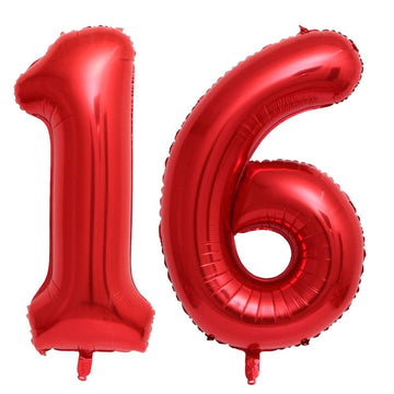 40 Inch Red 16 Number Balloons Giant 16 Or 61 Balloons Red Birthday 16 Balloons 16Th Birthday Anniversary Party Decorations Supp