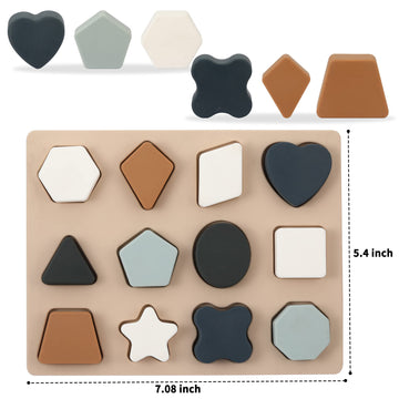 Toyhdayo Toddlers Shape Silicone Puzzle Montessori Learning Shape Toy Board For Baby & Toddler Puzzles Toys Toddler Gifts