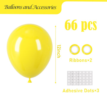 Voircoloria Yellow Balloons, 66Pack 12Inch Yellow Latex Party Balloons For Graduation, Wedding, Birthday, Gender Reveal, Baby Sh