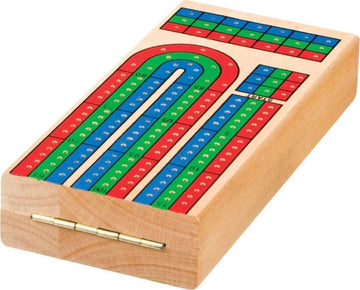 Toysmith 3-Track Cribbage Board - Handcrafted Travel Cribbage Board - Folding Cribbage Board For 2-3 Players - Classic 3-Track L