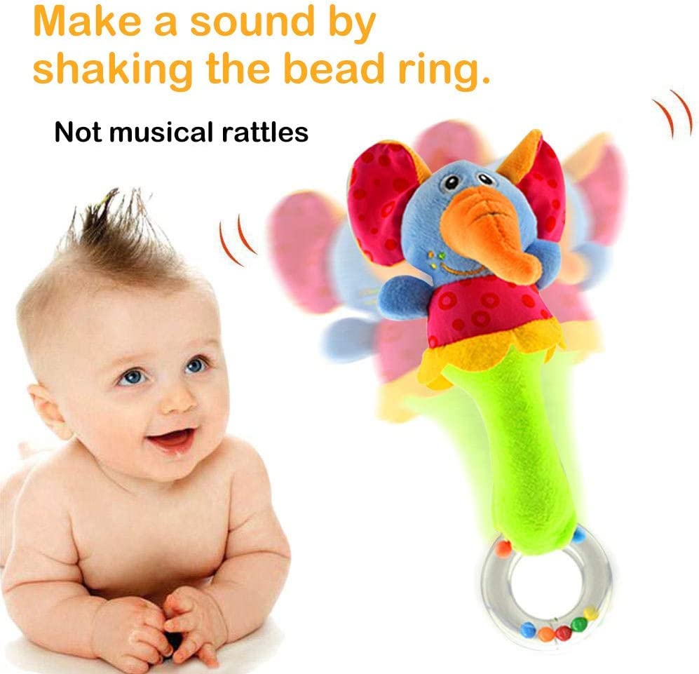 Chafin Baby Soft Rattles Shaker, Infant Developmental Hand Grip Baby Toys, Cute Stuffed Animal With Sound For 3 6 9 12 Months An