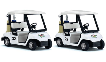 KiNSFUN Pull Back Action Golf Cart Set, 2 Count, White, Metal - Fun Toy for Kids