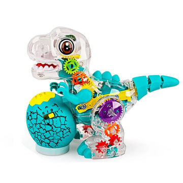 Nenekal Electric T-Rex Dinosaur Toy With Transparent Gears & Multicolored Flashing Led Lights, Music, Moving Wheels, Stem Toys For Toddlers, Boys & Girls, Tummy Time