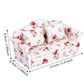 Mini Dollhouse Sofa, 1/12 Scale Dolls House Furniture Couch Flower Pattern Mini Furniture Sofa Set With Back Cushions(#1)