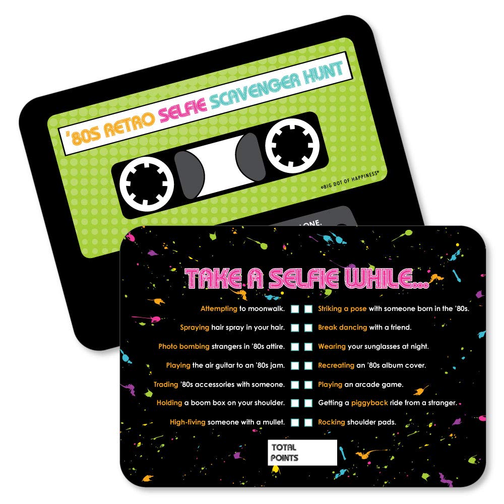 Big Dot Of Happiness 80'S Retro - Selfie Scavenger Hunt - Totally 1980S Party Game - Set Of 12