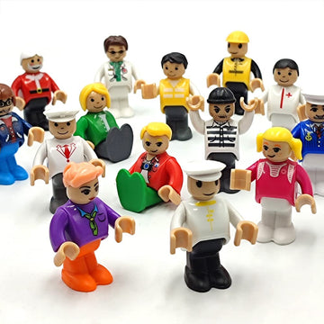 DSHMIXIA Toy People Figures for Kids Action Figures Playsets for Trains Cars Various Professions for Play House Wooden Train Tra