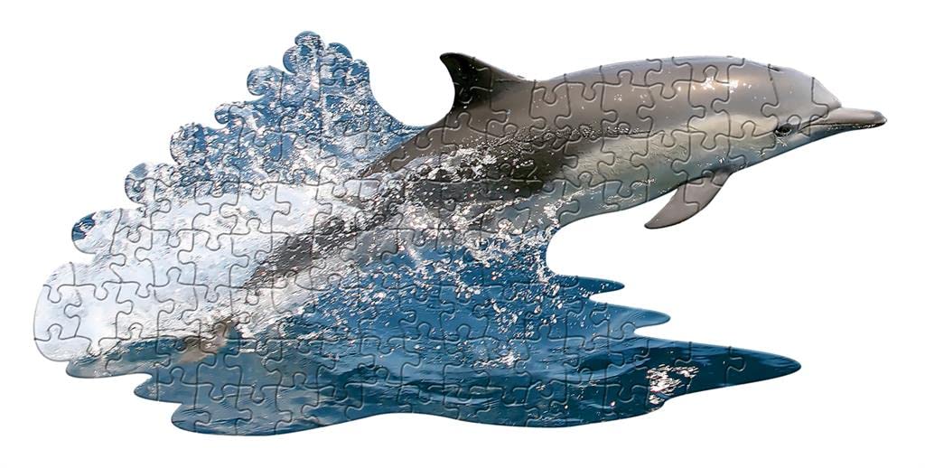 Madd Capp Puzzles Jr. - I Am Lil Dolphin - 100 Pieces - Animal Shaped Jigsaw Puzzle