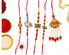 TOGLINE Rakhi Set of 5 with designer pearl Lumba, Rudraksha, & magadev, ganesha Beaded Designs