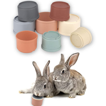 8Pcs Stacking Cups For Rabbits, Multicolored Rabbit Stacking Cups Toy For Bunny Nesting Toy Stackable Rabbit Foraging Toy For Small Animals Bunnies