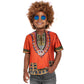 Kids Hippie Costume For Boys Girls 60S 70S 4 Pcs T-Shirt Afro Wig Set For Halloween Party Cosplay 5-6T Yellow