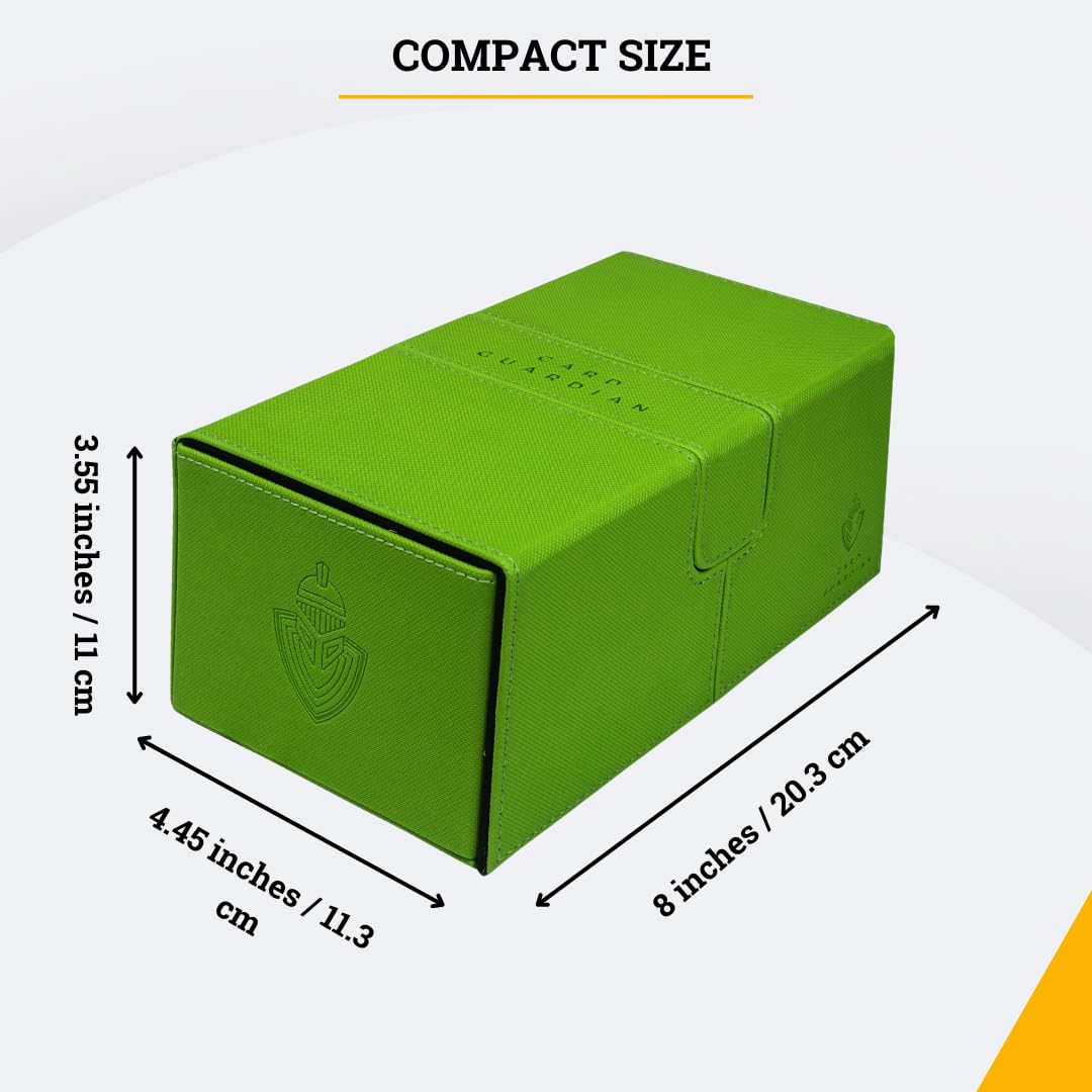 Card Guardian - Premium Double Deck Box (Lime Green) For 200+ Cards Trading Card Games Tcg Perfect For Magic The Gathering (Mtg), Commander Deck, Yugioh Deck Box, Sports Card Storage Boxes
