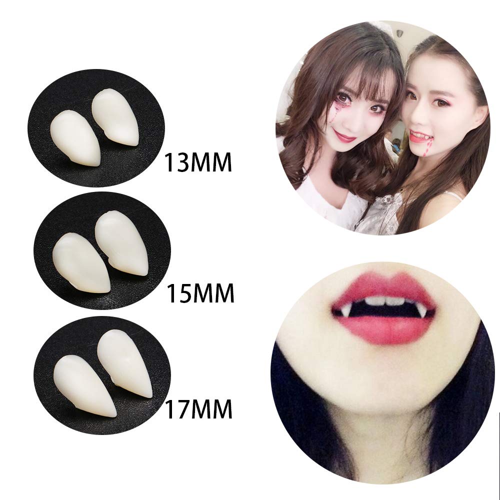 Secaden 9 Pairs Vampire Teeth 3 Sizes Fangs With Teeth Pellets For Halloween Party Cosplay Party Favors