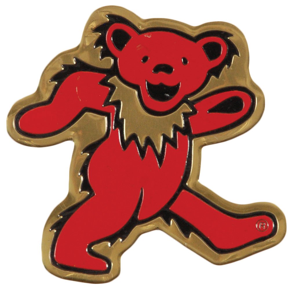 Grateful Dead Bear Metal Sticker, Gold, 3cm