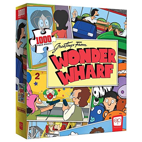 Bob'S Burgers Greetings From Wonder Wharf 1000 Piece Jigsaw Puzzle | Officially Licensed & Collectible Bobs Burgers Tv Show Merchandise | Original Artwork Featuring Bob, Linda, Tina, Louise, Gene