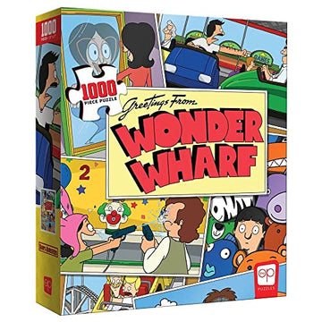 Bob'S Burgers Greetings From Wonder Wharf 1000 Piece Jigsaw Puzzle | Officially Licensed & Collectible Bobs Burgers Tv Show Merchandise | Original Artwork Featuring Bob, Linda, Tina, Louise, Gene