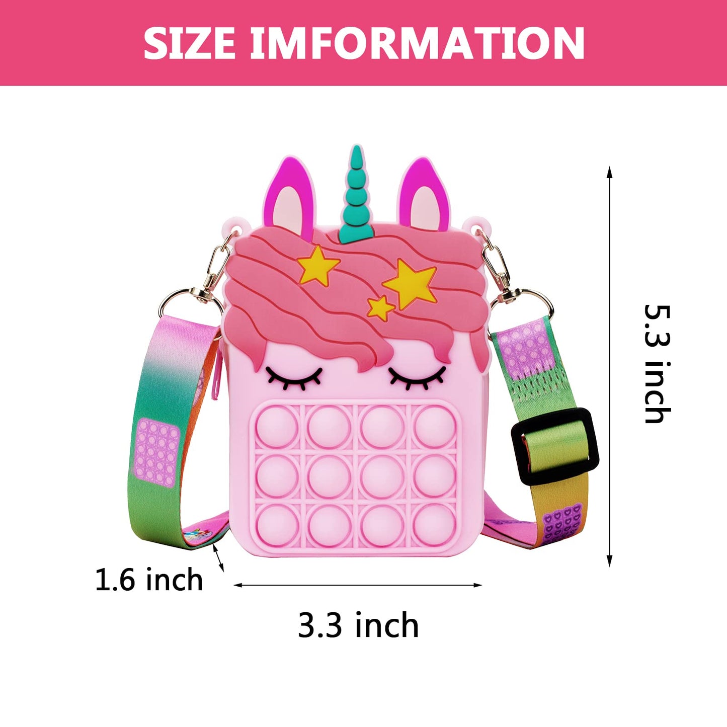 Civan Pink Unicorn Pop Purse for Girls  Beach Mini Pop Fidget Toy for Girls  Push Pop Bubble Fidget Sensory Toy  Stress Release Pop Coin Purse  Christmas Stocking Birthday Party Favors Unicorn Gifts