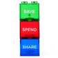 Save Spend Share Piggy Bank for Kids - Clear Transparent Plastic Coin Banks for Boys & Girls - Teach Children About Giving & Sav