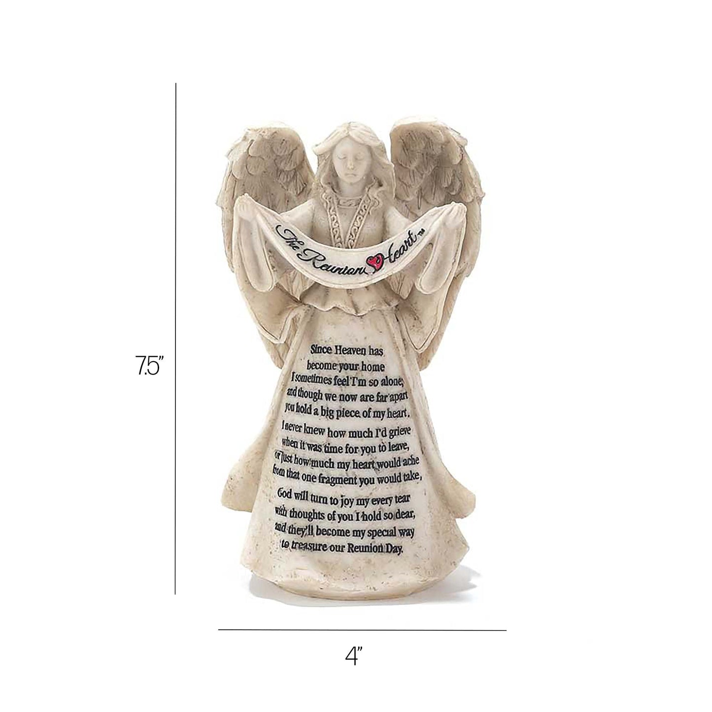 The Reunion Heart In Memory Resin Stone 6 Inch Angel Figurine