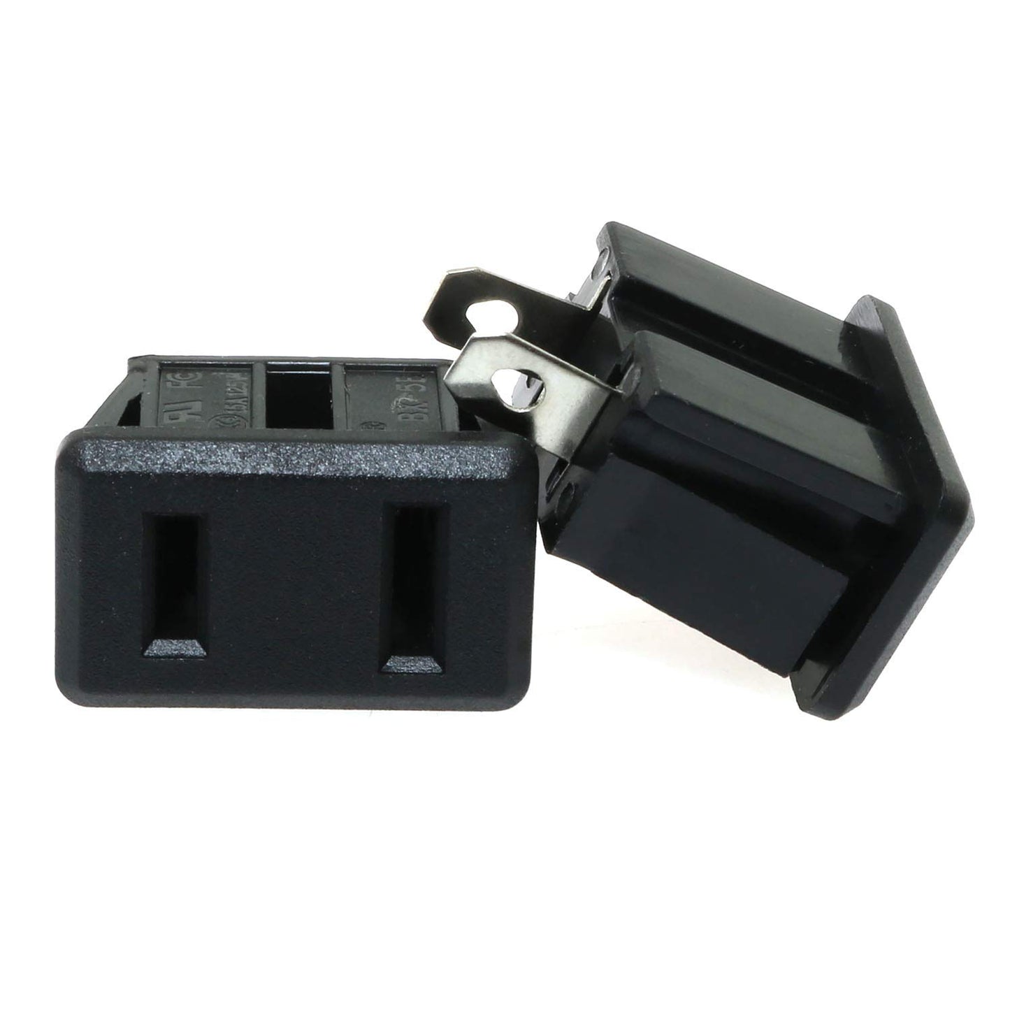 E-Outstanding Us Socket 5Pcs 2 Pins 15A/125V Ac Panel Mount Power Outlet Industrial Plug Power Receptacle Black