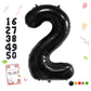 Smlpuame 40 Inch Number Balloon 0-9 Black Large Number 2 Balloons,Digital Balloons For Birthday Party Celebration Decorations Su