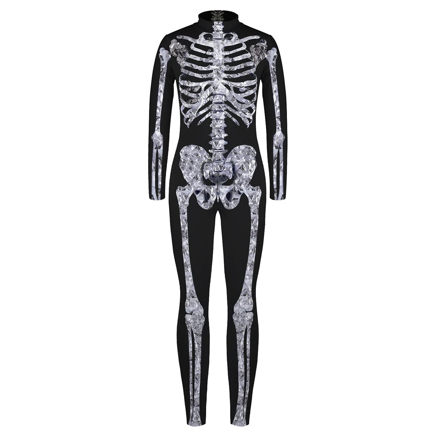 Remimi Kids Girls Halloween Skeleton Bodysuit Party Scary Cosplay Boys 3D Print Bone Skull Bodysuit Outfit Diamond L