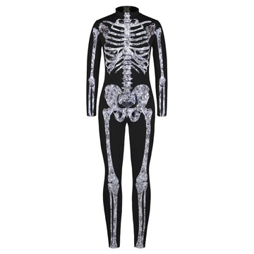 Remimi Kids Girls Halloween Skeleton Bodysuit Party Scary Cosplay Boys 3D Print Bone Skull Bodysuit Outfit Diamond L