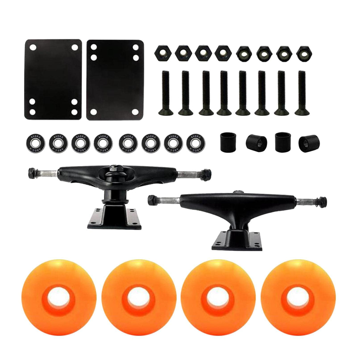 Loom Tree Skateboard Package 5inch Trucks with 52mm Wheels + Components Orange Wheels
