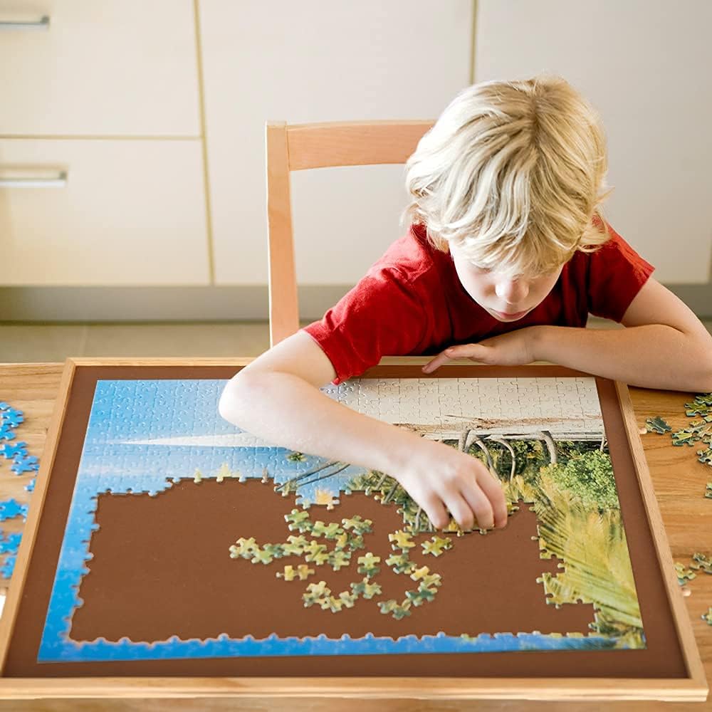 hehimhis Puzzle Table with Cover, 1500Pcs, 26x35 inch, Wood, 6 Removable Drawers, Model HHH0001