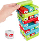 Wonuu Tumbling Timbers Block Wooden Stacking Game Colored Cartoon Plastic Building Blocks Board Educational Toy Games