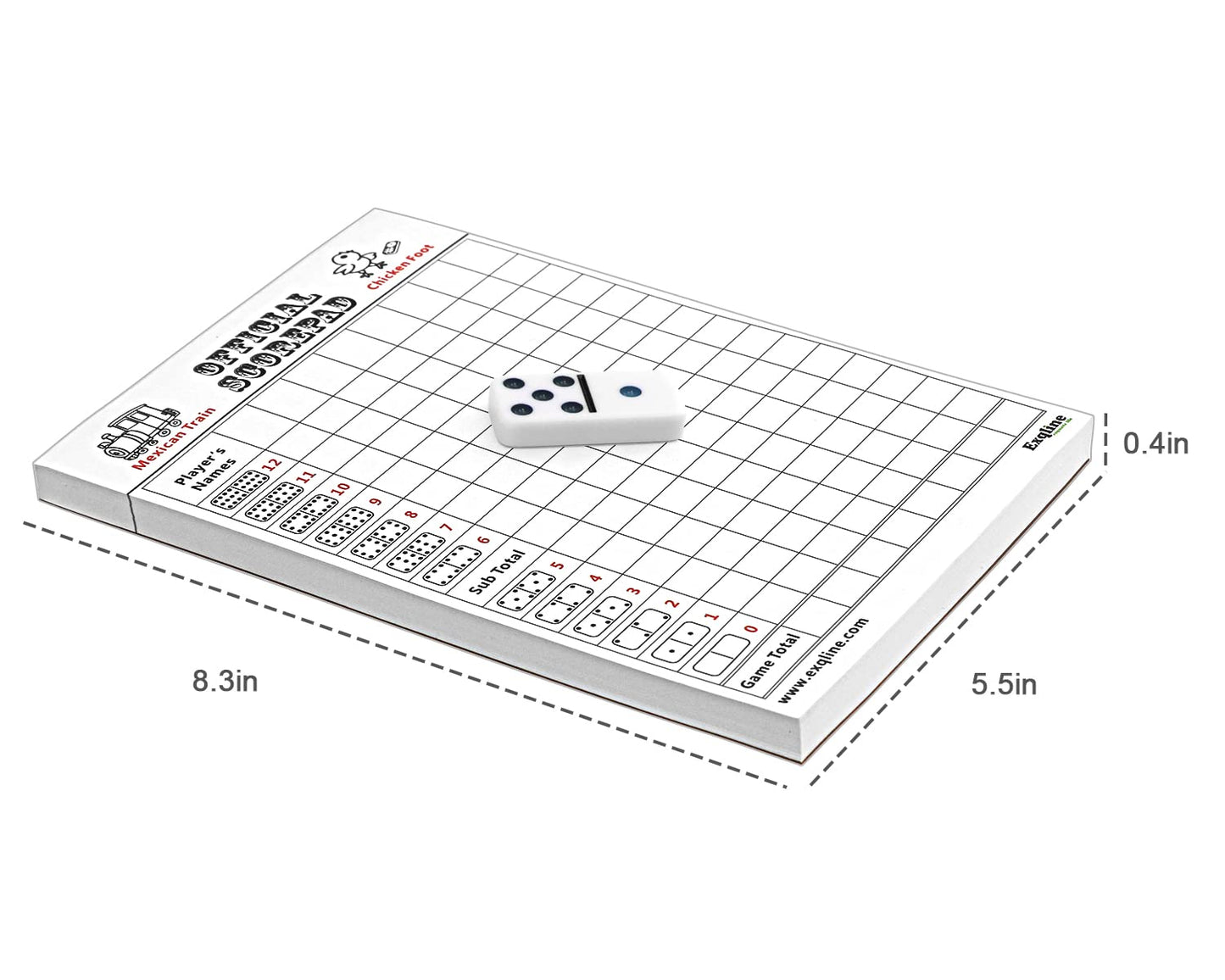 Exqline Mexican Train Score Pads, 70 Sheets Dominoes Chicken Foot And Mexican Train Score Sheets 8.3'' X 5.5'' Well-Made Large Size Paper Record Clearly And Easy To Read For Travel Gamenight