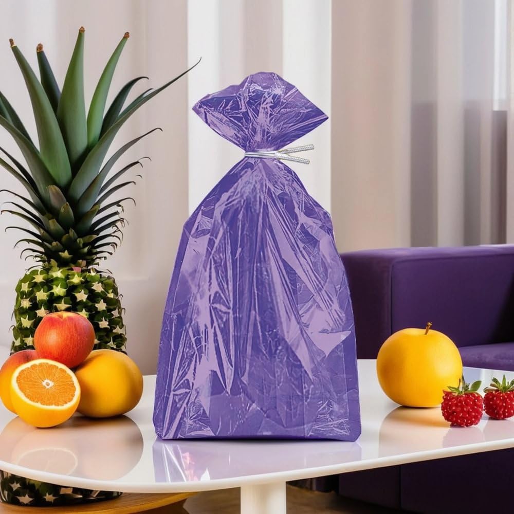 Purple Large Cellophane Bags (27cm x 12cm) 30 Count - Vibrant and Durable Packaging for Gifts and Treats