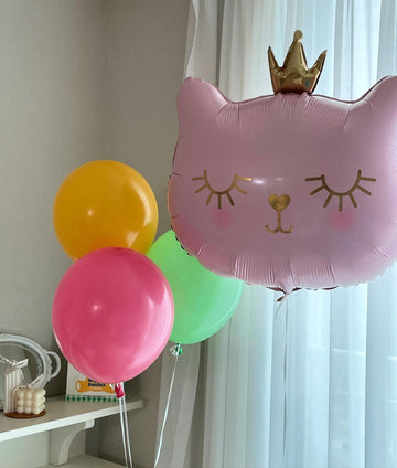Pink Cat Balloons 22 Inch Adorable Pink Crown Kitty Cat Shaped Balloons For Girls Kitten Pet Cat Theme Birthday Party Decoration