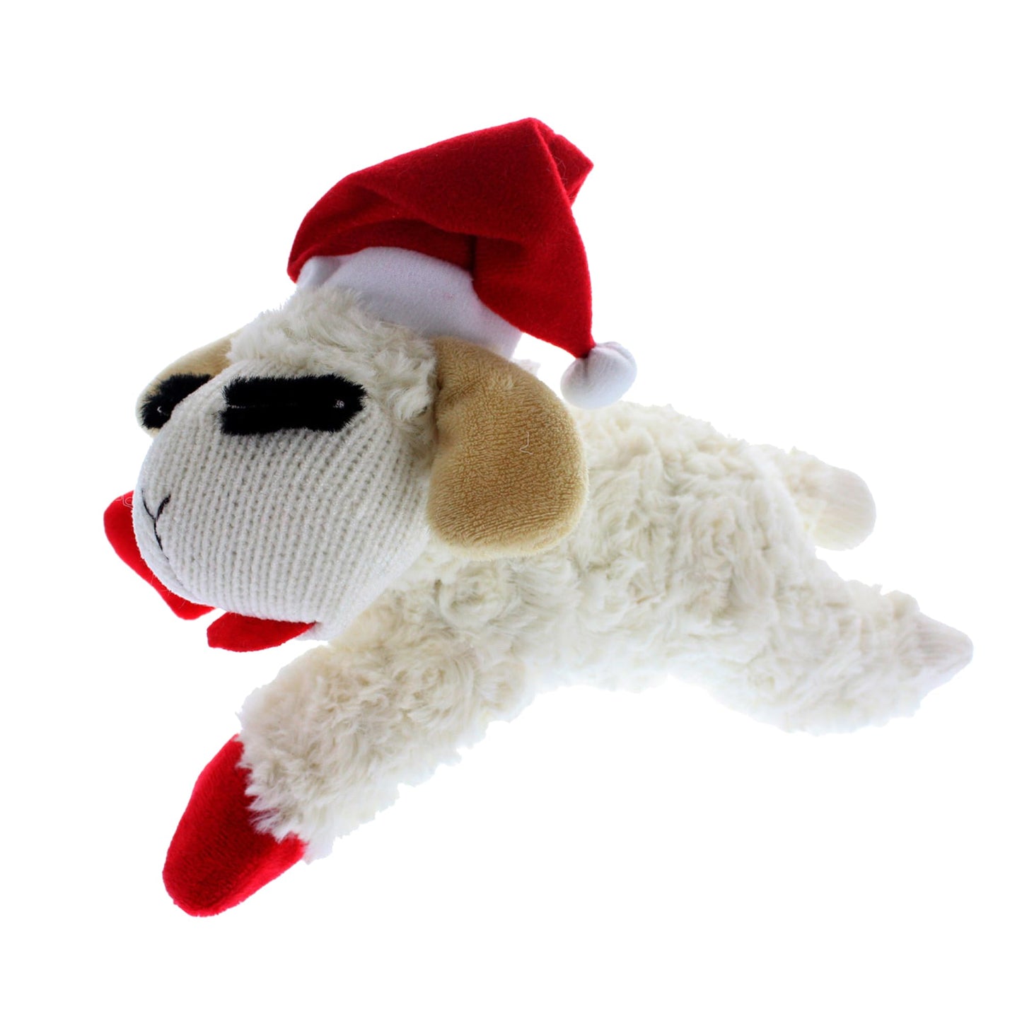 Multipet Lamb Chop Dog Plush Toy W/Santa Hat - Squeaky Dog Toy For All Dogs - Extra Soft Plush Dog Toy - Stuffed Animal Dog Toy