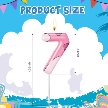 MTLEE Cartoon Candle Birthday Cake Cupcake Topper for Birthday Decorations Hawaii Party Supplies(Pink, 7)